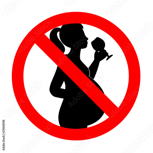 No alcohol during pregnancy period vector sign illustration isolated on white background