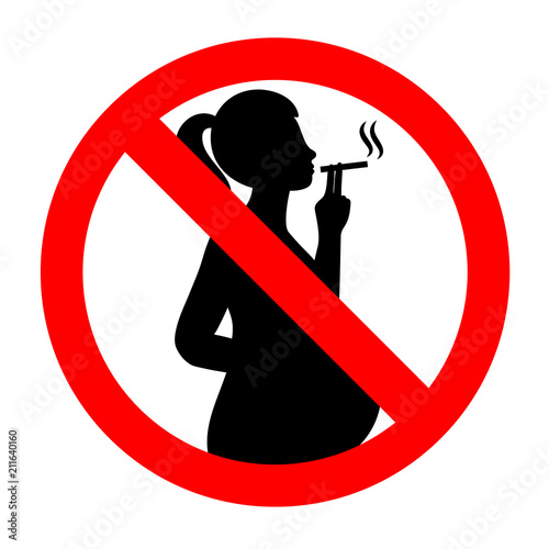 Do not smoke during pregnancy. No smoking sign vector illustration.