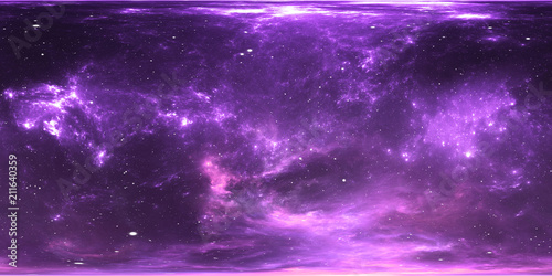 Fototapeta Naklejka Na Ścianę i Meble -  Space nebula with stars. Virtual reality environment 360 HDRI map. Universe equirectangular projection, spherical panorama.