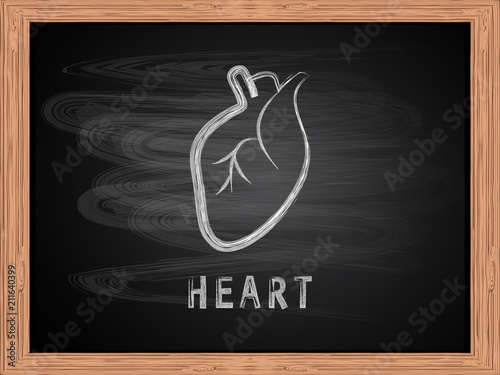 Heart icon on blackboard flat design vector Illustration.