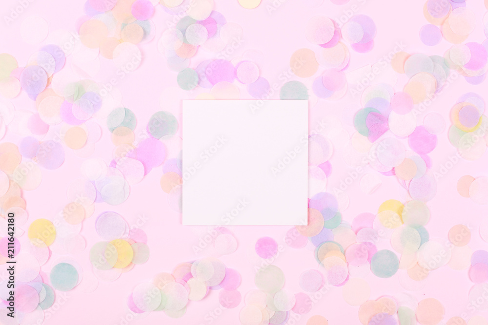 Confetti with white clean blank