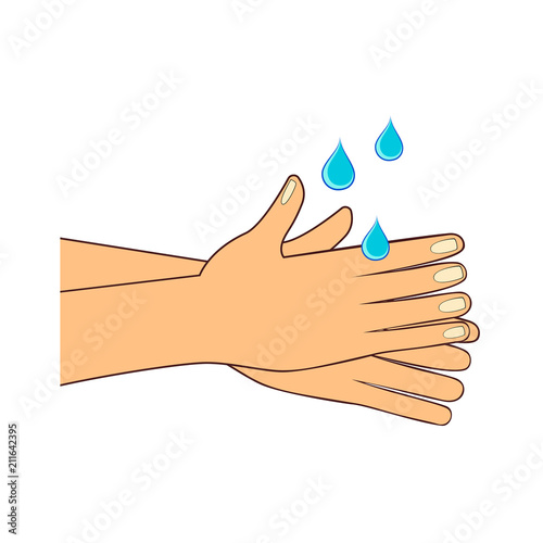 Hands washing flat design vector illustration.