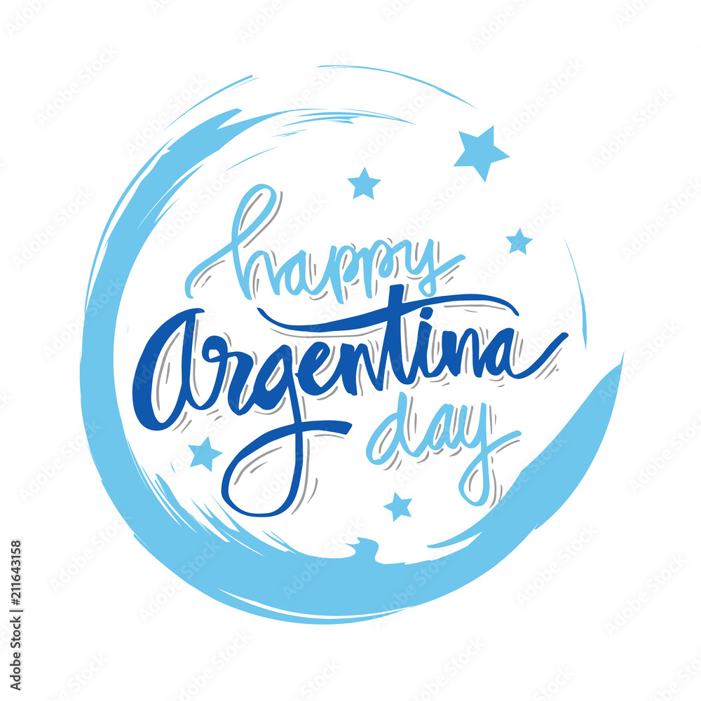 Happy Argentina day hand lettering calligraphy.
