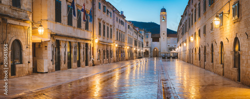 Dubrovnik twilight panorama, Dalmatia, Croatia photo