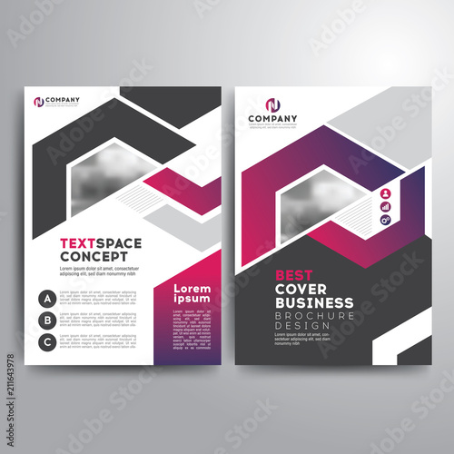 Business cover brochure template pink violet geometric shapes