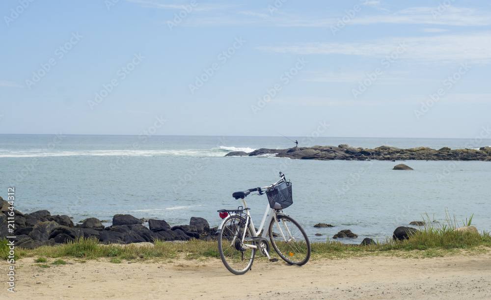 Bicycle parked near the Atlantic ocean