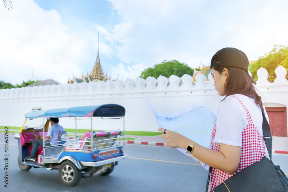 Women asians travel relax in the holiday in Thailand.