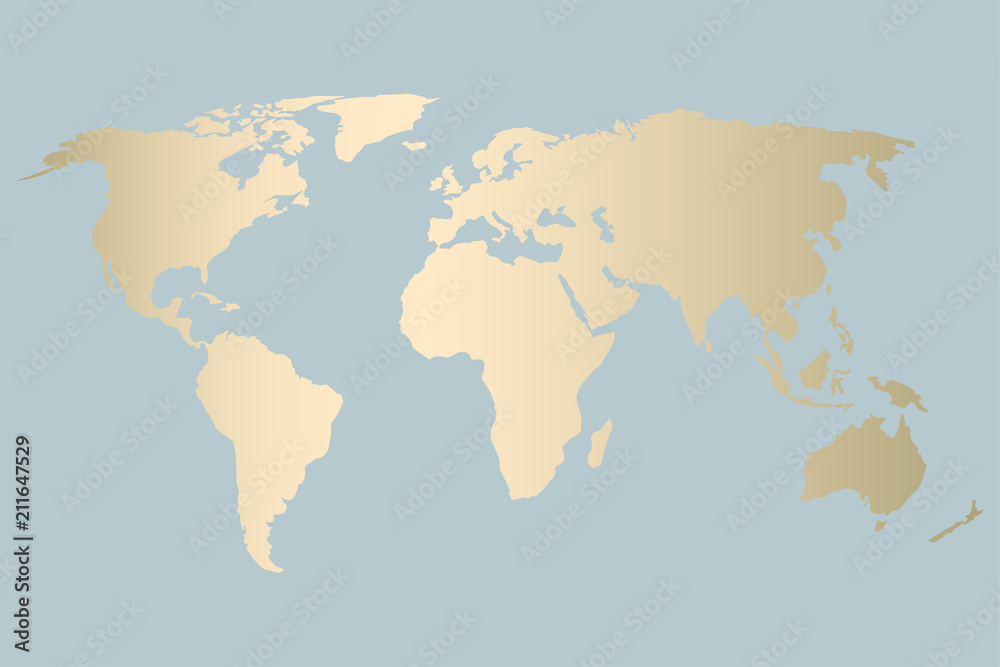 Modern gold world map design . Vector Trendy design