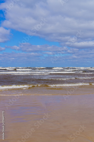 a windy day on the shore of the Gulf of Riga .Jurmala, Latvia -august, 2017.