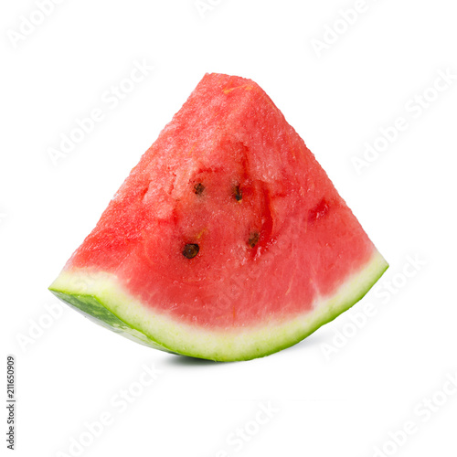 One slice of tasty fresh watermelon isolated on white background