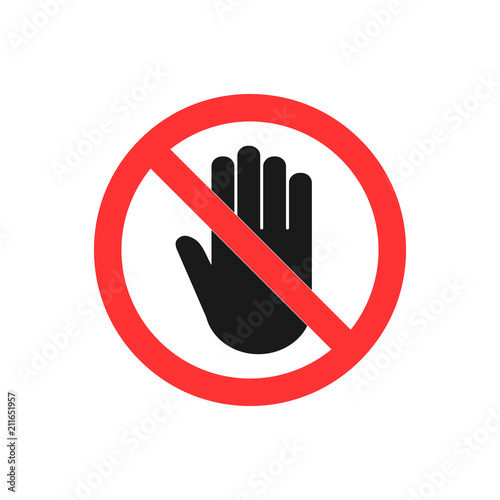 Stop hand icon. Stop sign. Vector illustration  flat design.