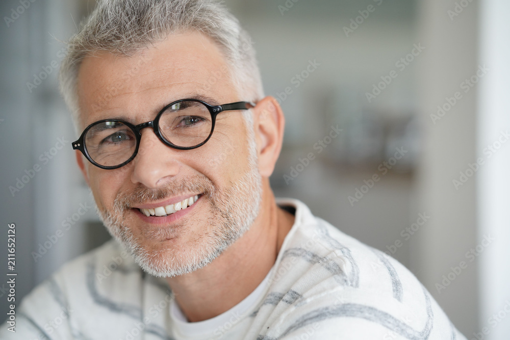Middle-aged guy with trendy eyeglasses Middle-aged guy with trendy eyeglasses