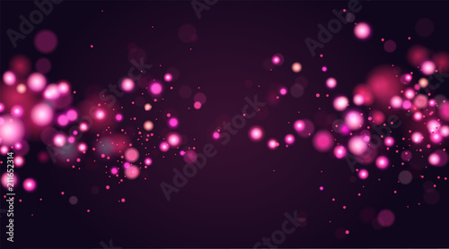 Abstract defocused circular bokeh sparkle glitter lights background. Magic christmas background. Elegant, shiny, pink metallic gold background. EPS 10