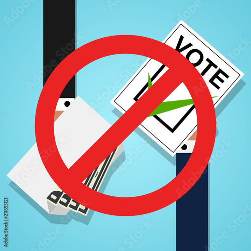 Political candidates buying votes. Bribery of voters in elections. Signs of corruption concept. Vector illustration