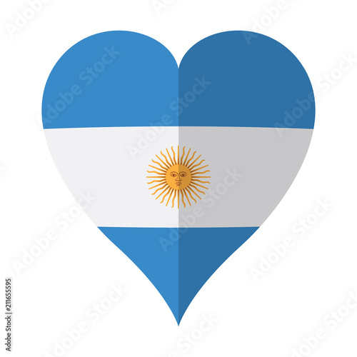 Isolated flag of Argentina on a heart shape