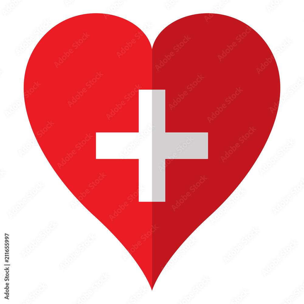 Isolated flag of Switzerland on a heart shape Isolated flag of Switzerland on a heart shape