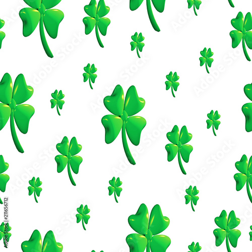 saint Patricks day pattern with four leaf clover illustration - white background