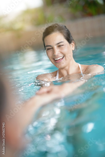 Brunette woman in spa pool © goodluz