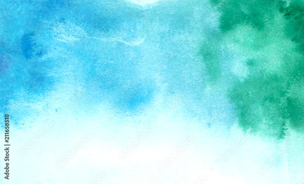 Blumarin watercolor abstract, blue turquoise colorful tender stains