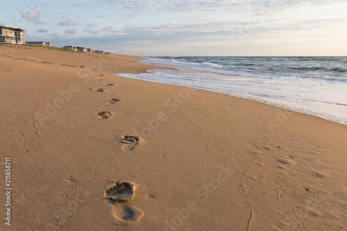 Footprints along the beach