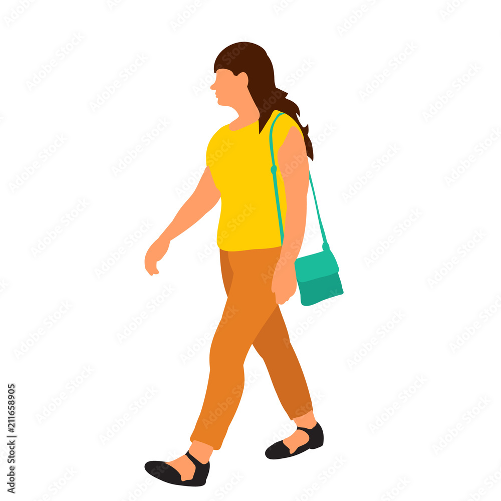 flat style girl walking, without face flat style girl walking, without face