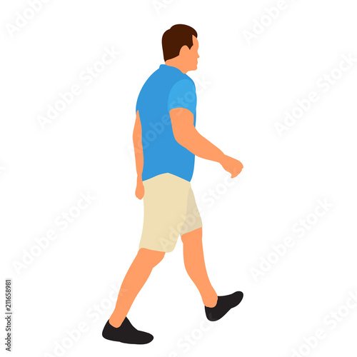 vector, isolated, white background, flat style man walking, without face
