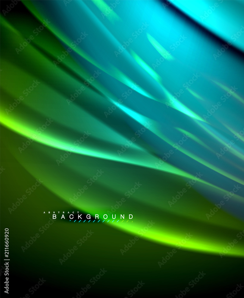 Neon glowing wave, magic energy and light motion background. Vector wallpaper template Neon glowing wave, magic energy and light motion background. Vector wallpaper template
