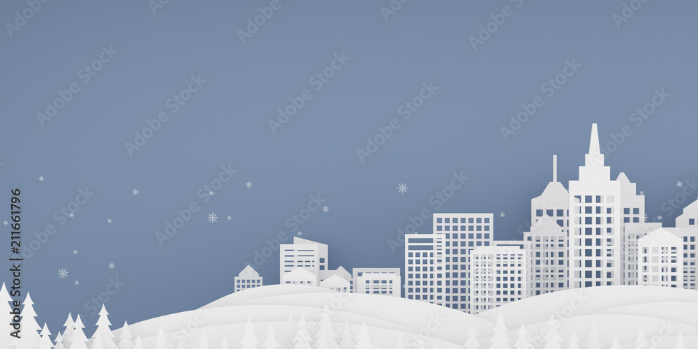 paper art scene of building on clear background,Minimal concept of city in the night,highrise building,3D rendering
