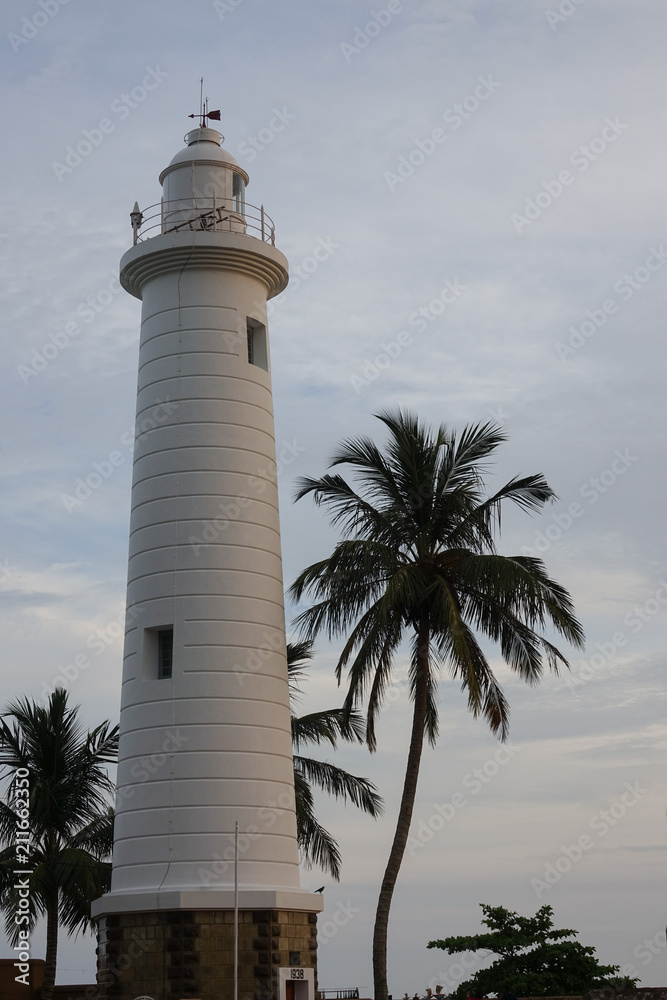 Lighthouse of fort Galle at sunset. Halle is a city on the south-western coast of Sri Lanka