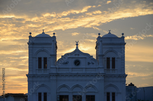 Mosque of fort Galle at sunset. Sri Lanka