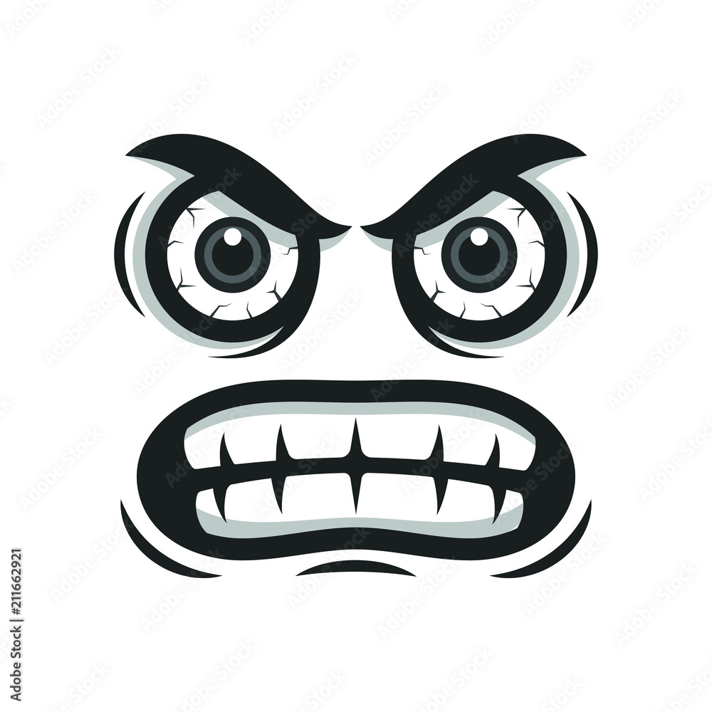 Angry cartoon face. Aggressive emotion Stock Vector | Adobe Stock
