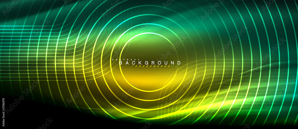 Neon glowing lines, magic energy space light concept, abstract background wallpaper design Neon glowing lines, magic energy space light concept, abstract background wallpaper design