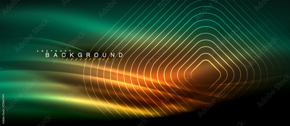 Neon glowing lines, magic energy space light concept, abstract background wallpaper design Neon glowing lines, magic energy space light concept, abstract background wallpaper design