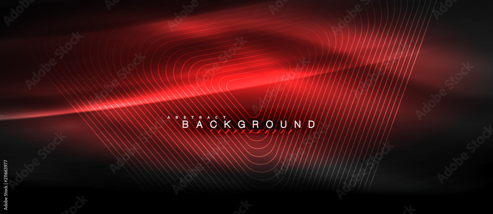 Fototapeta premium Neon glowing lines, magic energy space light concept, abstract background wallpaper design