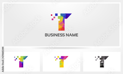 Colorful Letter T Pixel Eroded