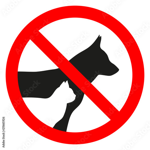 sign forbidden entry with animals on a white background