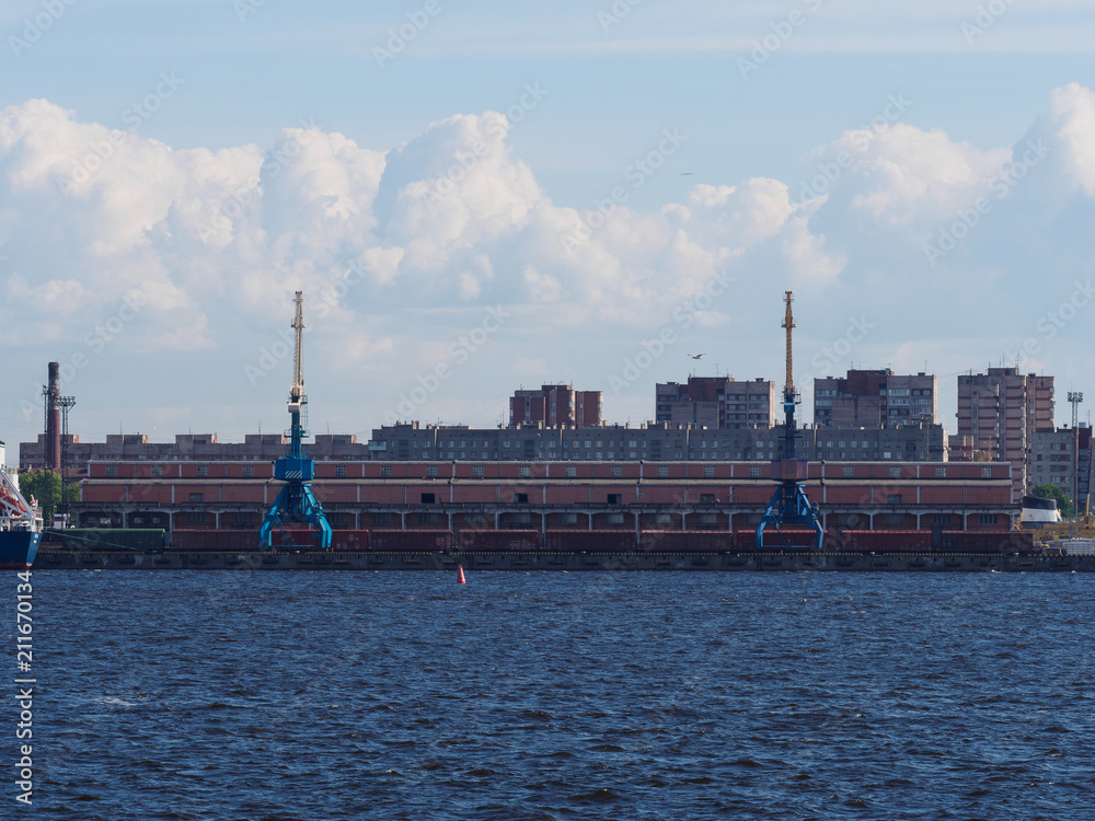 Marine crane, sky, water