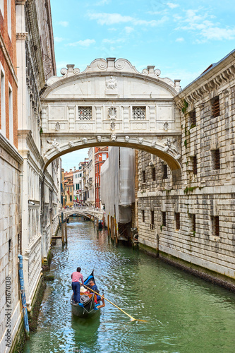 The famous "Bridge of Sighs" at the Doge's Palace in Venice in Italy
