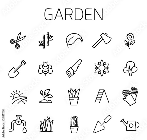 Garden related vector icon set.