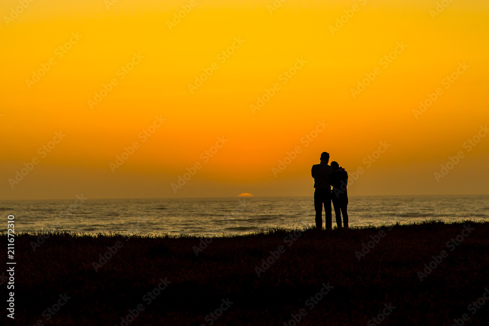 Romance at sunset on the golden coast