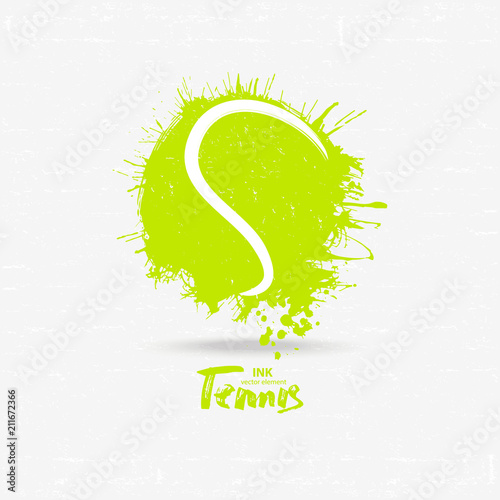 Vector illustration tennis ball. Design print for T-shirts. Abstract texture ball for sports designs of posters, banners, flyers.
