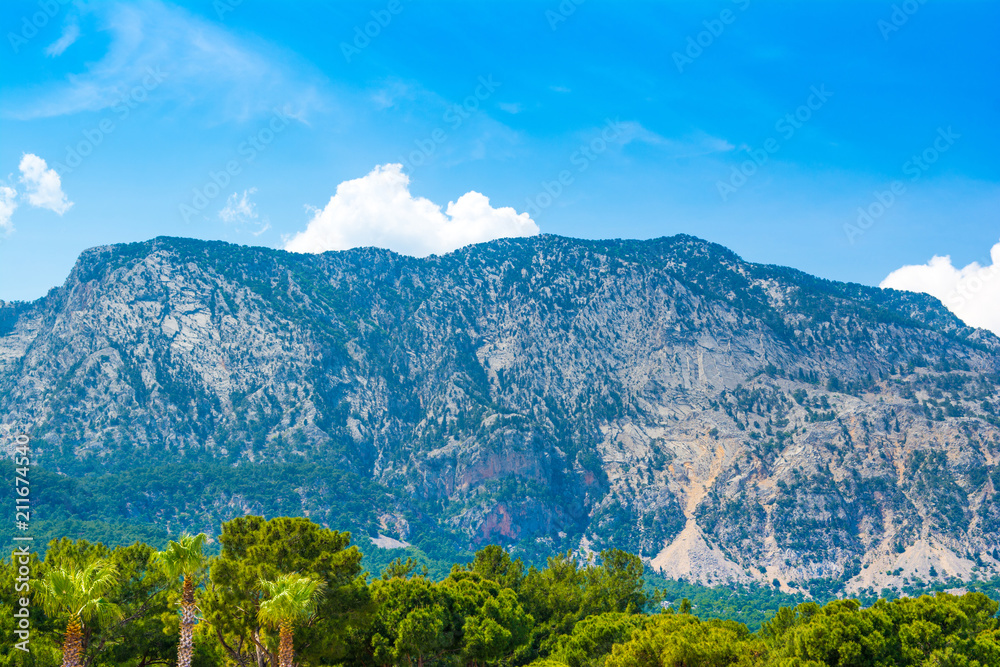 Landscape with Taurus Mountains in Turkey witn clouads over the peaks