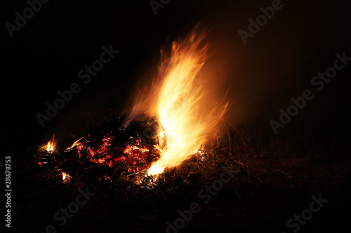 Fire. A beautiful fire at night. Bonfire