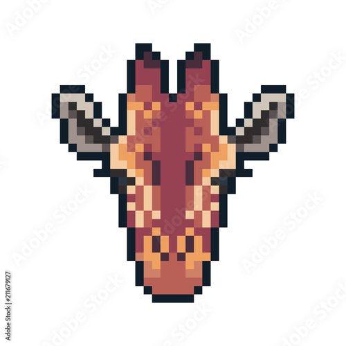 Pixel art vector giraffe isolated on white background.