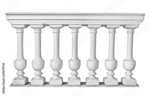 Sample of classic stone balustrade isolated on white background, including clipping path