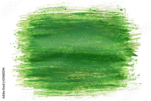 hand drawn paintbrush green watercolor brush stroke painting isolated on white