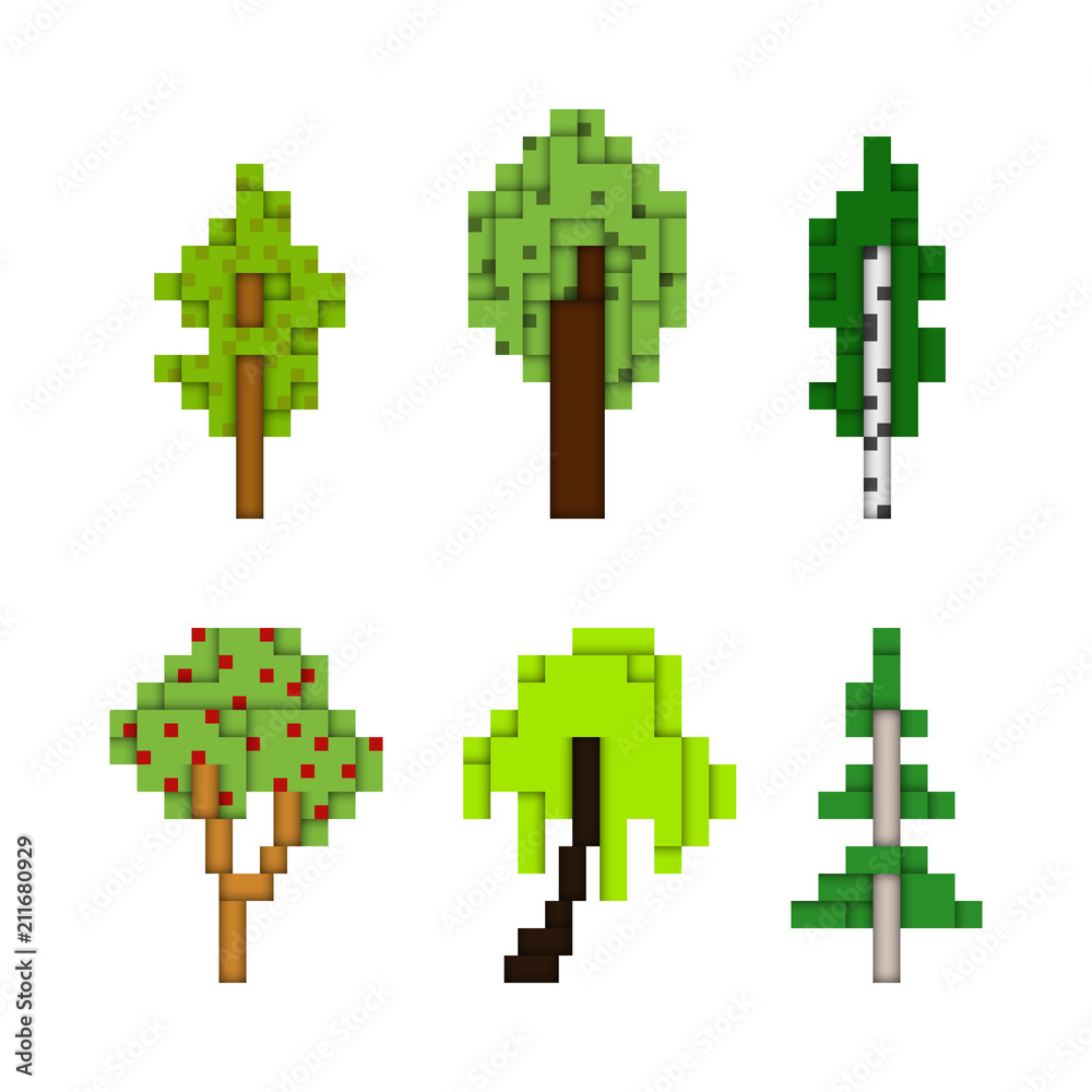 Small pixelart trees  Arte pixel, Arte de 8 bits, Diseño de