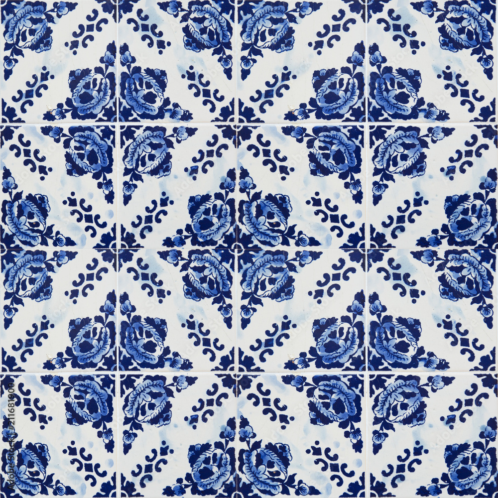 Collection of blue patterns tiles
