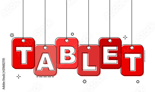 red flat line tag tablet