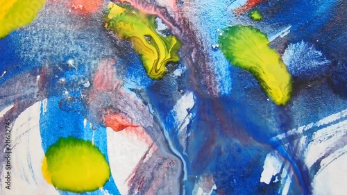 Colour ink flows on paper